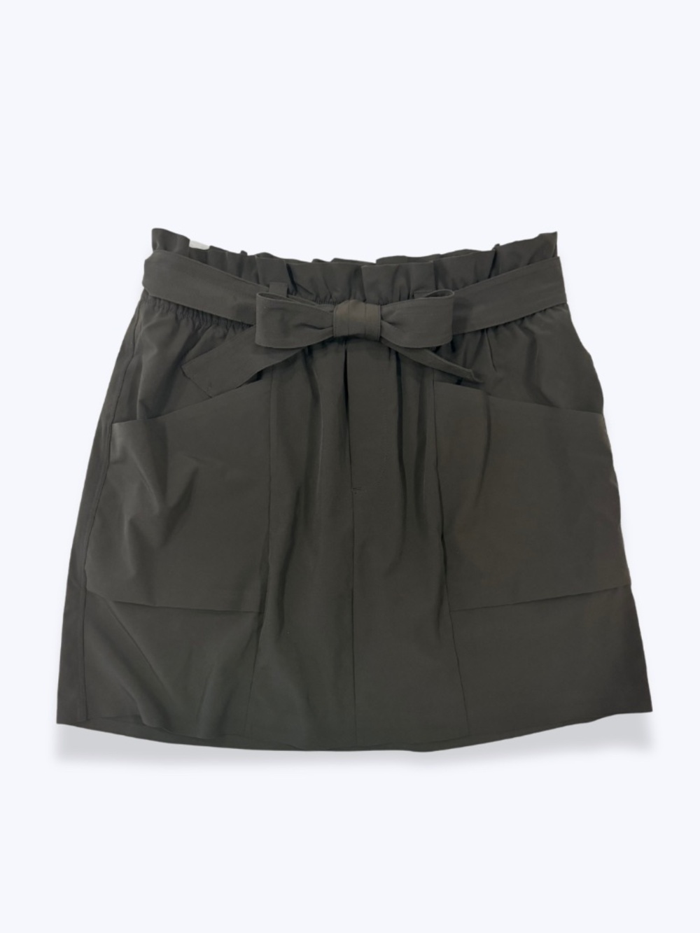 Athleta Skyline Skort Arbor Olive Paperbag Tie Waist Built-In Shorts Size 6